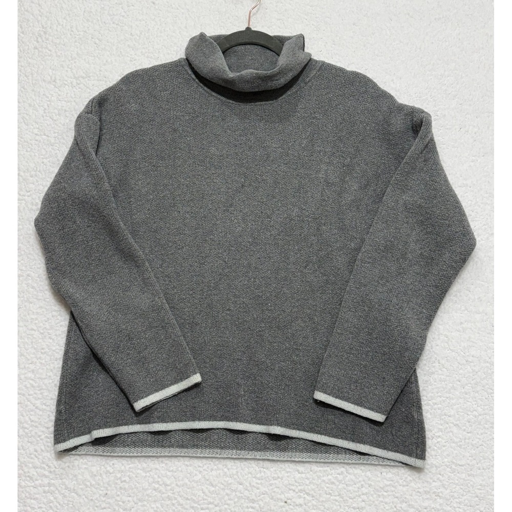Liz Claiborne Gray Knit Turtleneck Sweater Women's Size L Loose Fit